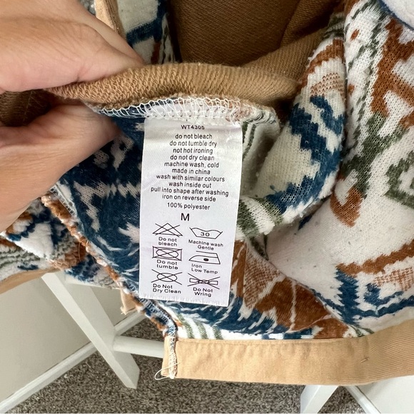 Aztec Western Cowgirl Tribal Boho oversized Shacket jacket tan women’s medium - Picture 7 of 10